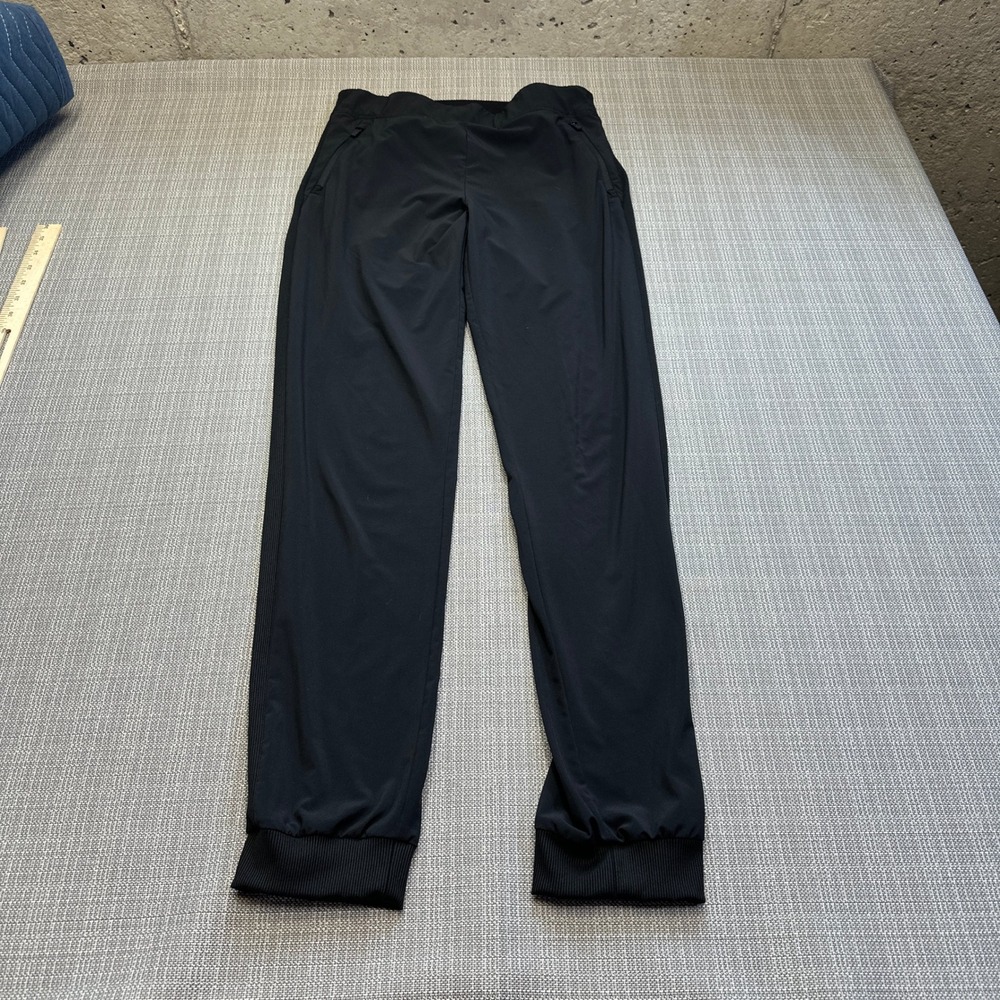 Athleta Girl Black Power Up Joggers Girls XXL 16‎ Ribbed Trim Zipper Pockets